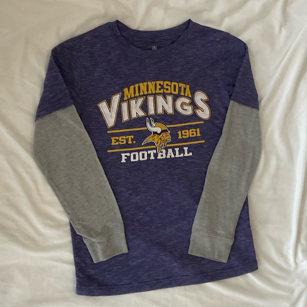 NFL Minnesota Vikings Kids Long Sleeve Tee - Purple and Gray